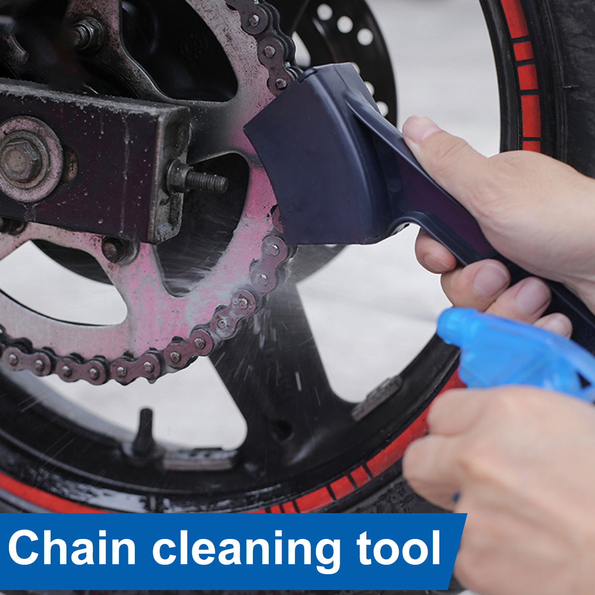 Bike Chain Cleaner - منظف سلسلة الدراجة النارية برؤوس مزدوجة،
